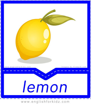 Lemon - English flashcards for the fruits and vegetables topic
