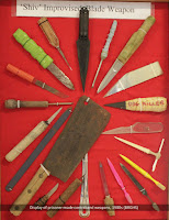 Display of prisoner-made contraband weapons at the Queensland Prisons Museum, 2014.