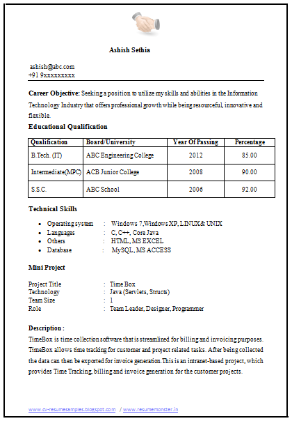word cv samples