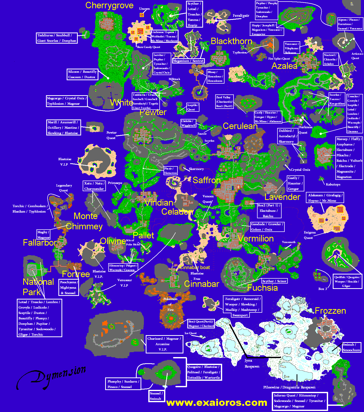 Exaioros (Guild-Os Tops): Mapa Pokemon kpdo