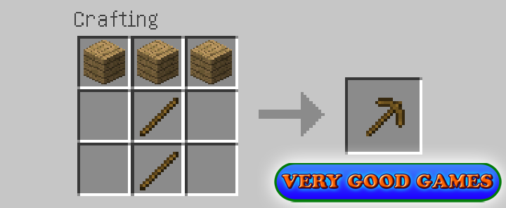 Minecraft recipes - a wooden pickaxe
