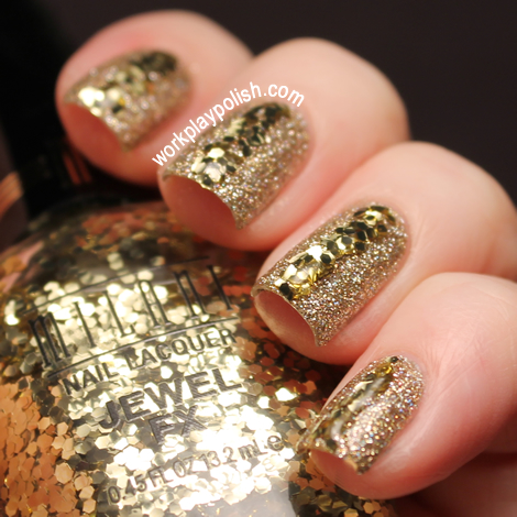 China Glaze I'm not a Lion with a stripe of Milani Jewel FX in Gold