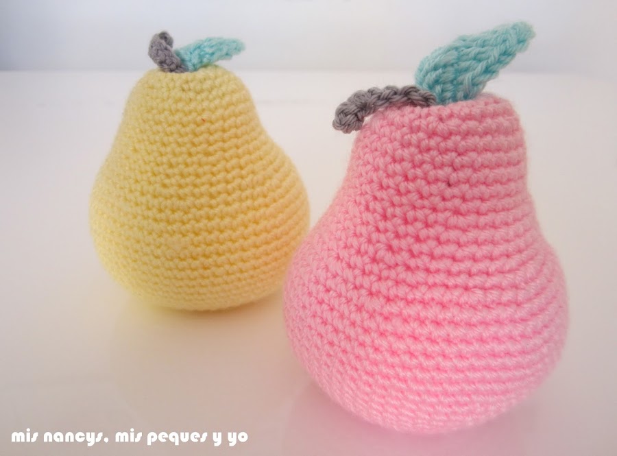 mis nancys, mis peques y yo, peras amigurumi, pera rosa y amarilla