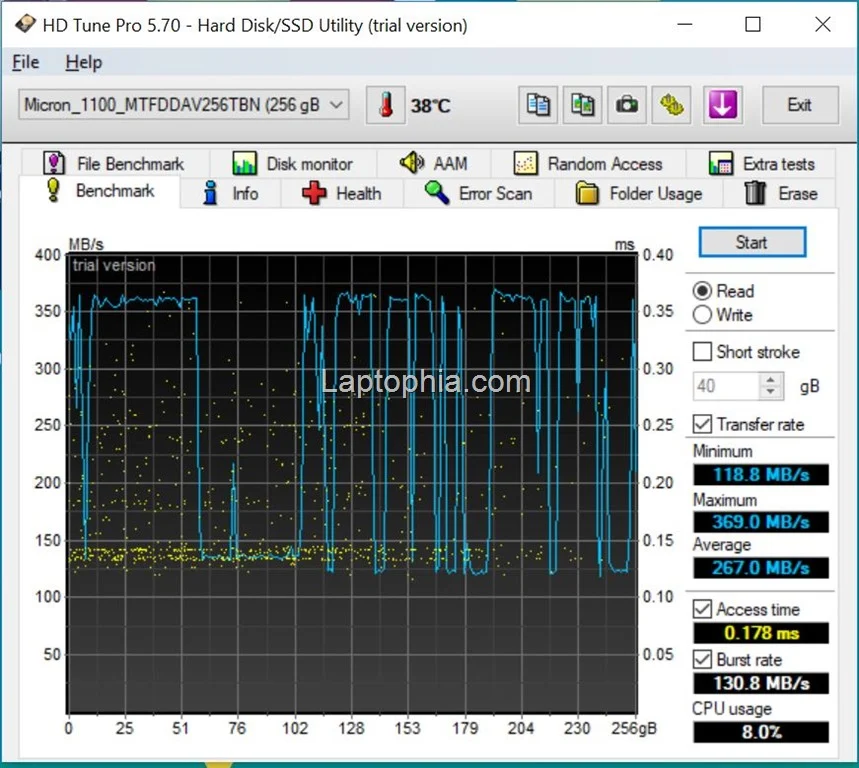 Benchmark HD Tune Pro 5.70 Asus VivoBook S430UN – SSD