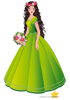 Princesa con ramo de flores
