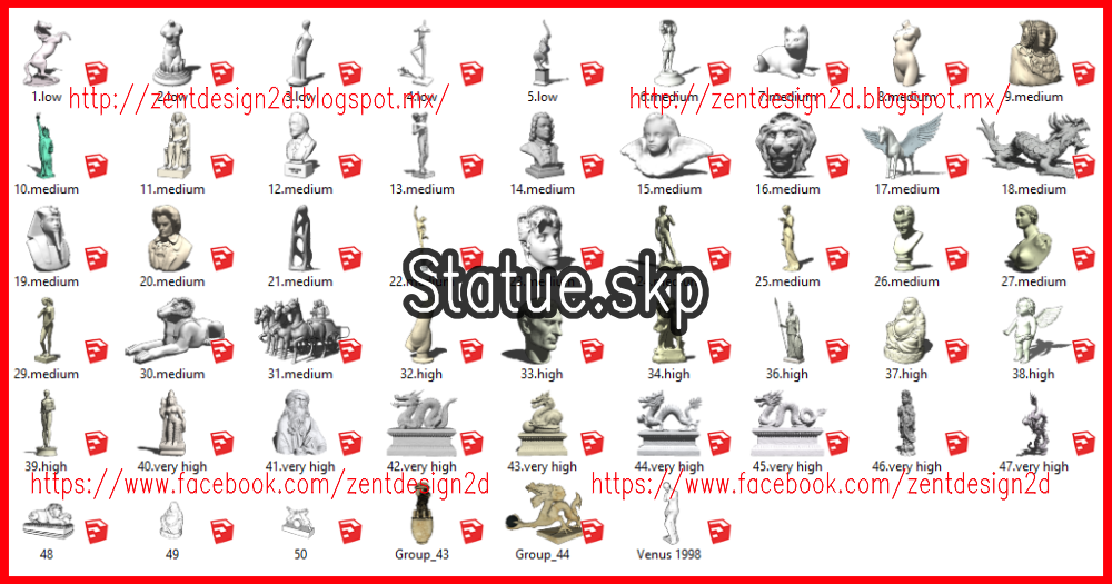 STATUES SketchUp ZENT DESIGN 2D