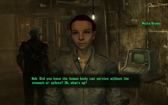U. 1. 0. Moira Brown from Fallout 3. She made me laugh so much! 