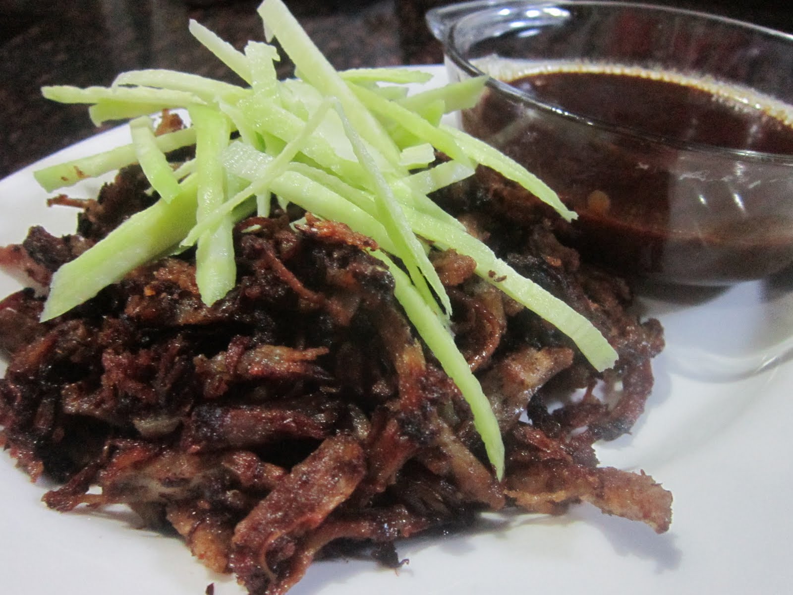 CRISPY PORK ADOBO FLAKES with GREEN MANGO STRIPS