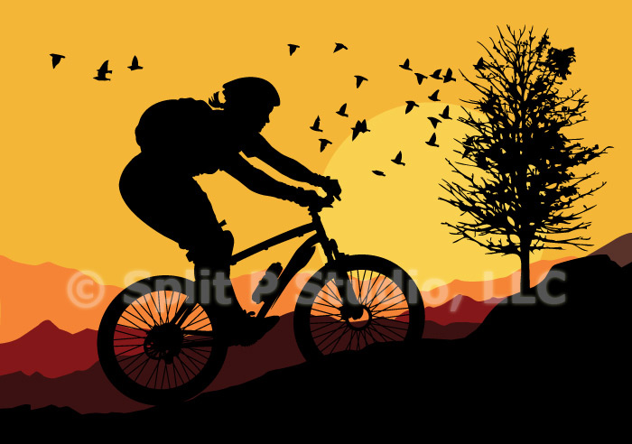 female mountain biking