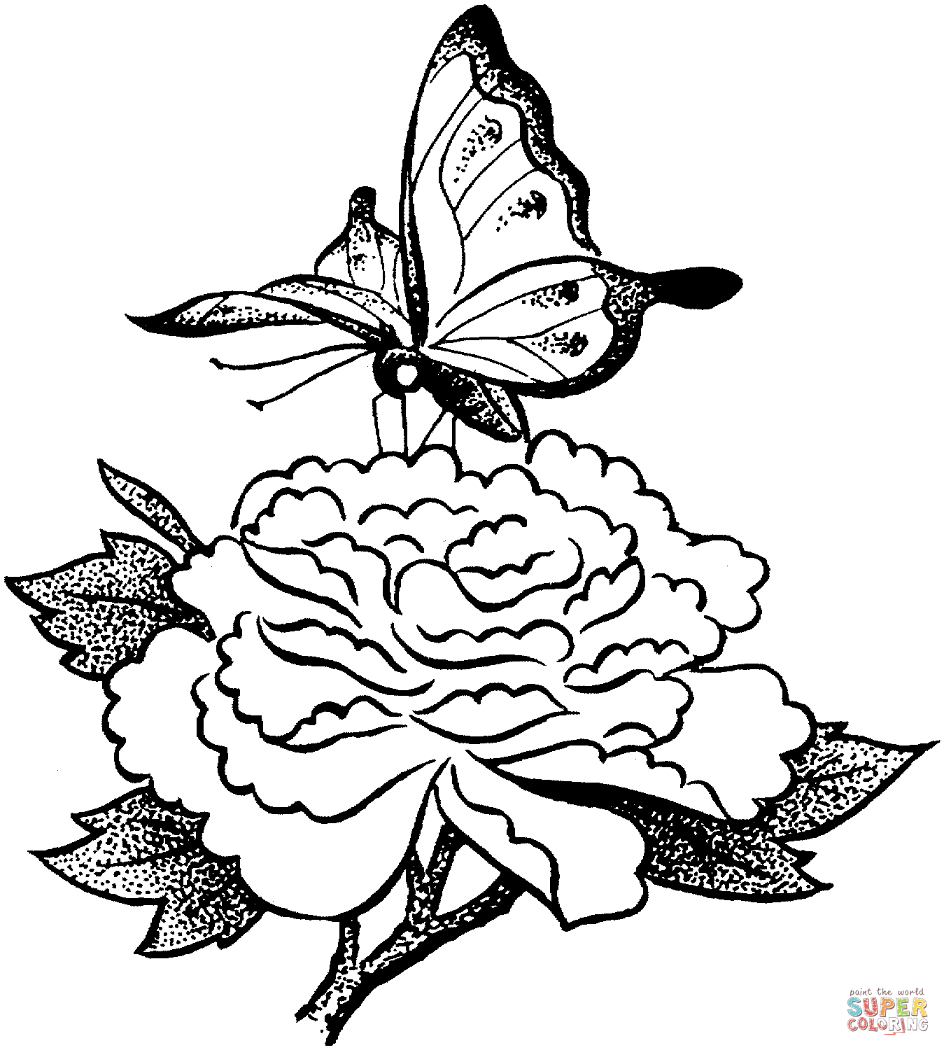 Разукрашка Цветы И Бабочки