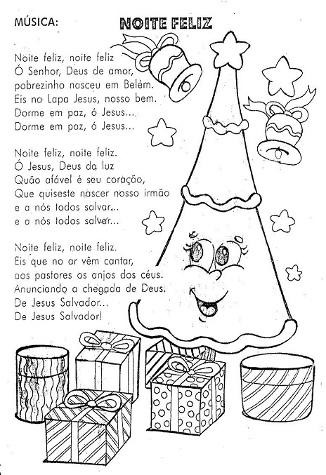 Desenho para colorir Canção de Natal - Noite Feliz : Letras em