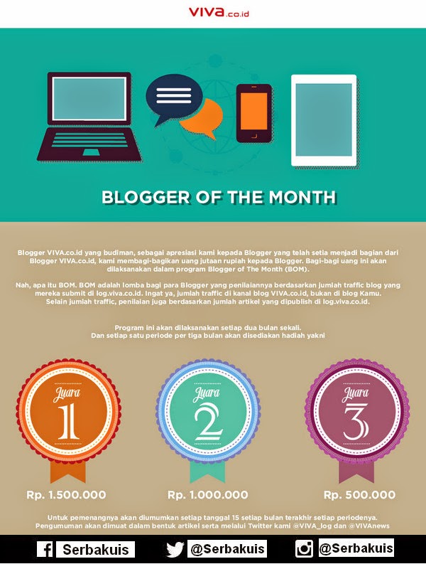 Viva Blogger Of The Month Berhadiah 3 Juta per Bulan Viva Blogger Of The Month Berhadiah 3 Juta per Bulan