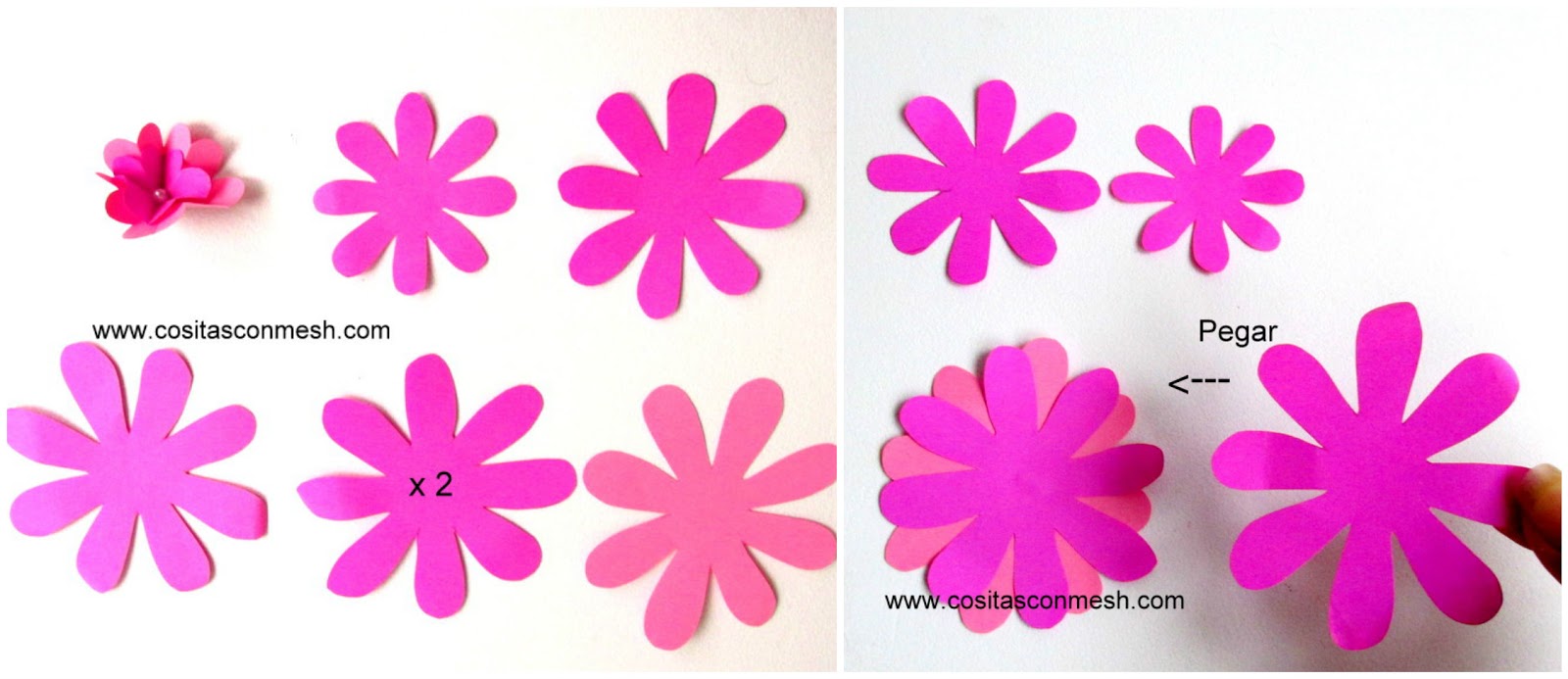 2 Ideas para hacer flores de papel para regalos ~ cositasconmesh
