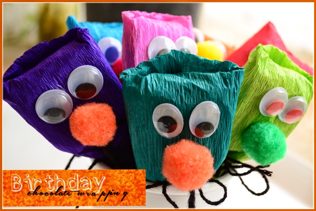 Practical Mom Chocolates Wrapped as Puppets, for my Tiny Tot's 3rd