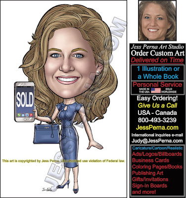 Real Estate Agent with Smart Phone Cartoon