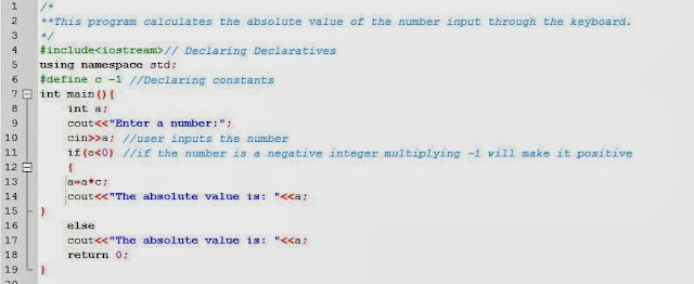 Programming Chunks: C++ Program That Calculates the Absolute Value Of ...