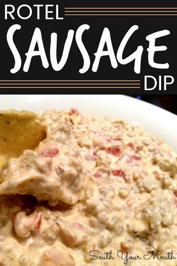Rotel Sausage Dip! Classic crock pot party dip recipe made with Rotel tomatoes, sausage and cream cheese served with tortilla chips perfect for tailgating and game day!