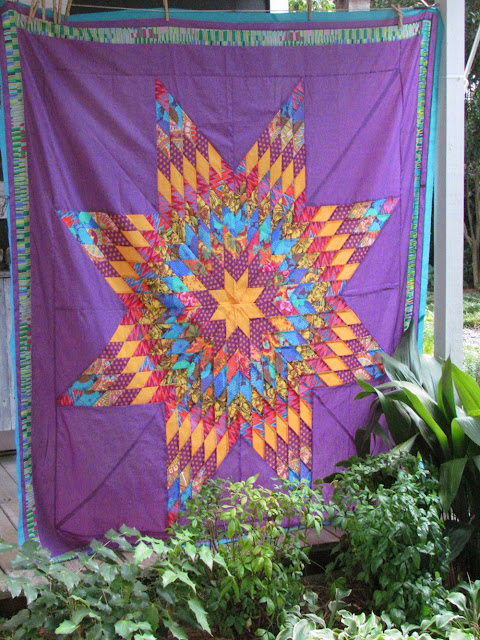 Lone Star Quilt Top with Kaffe Fassett Fabric