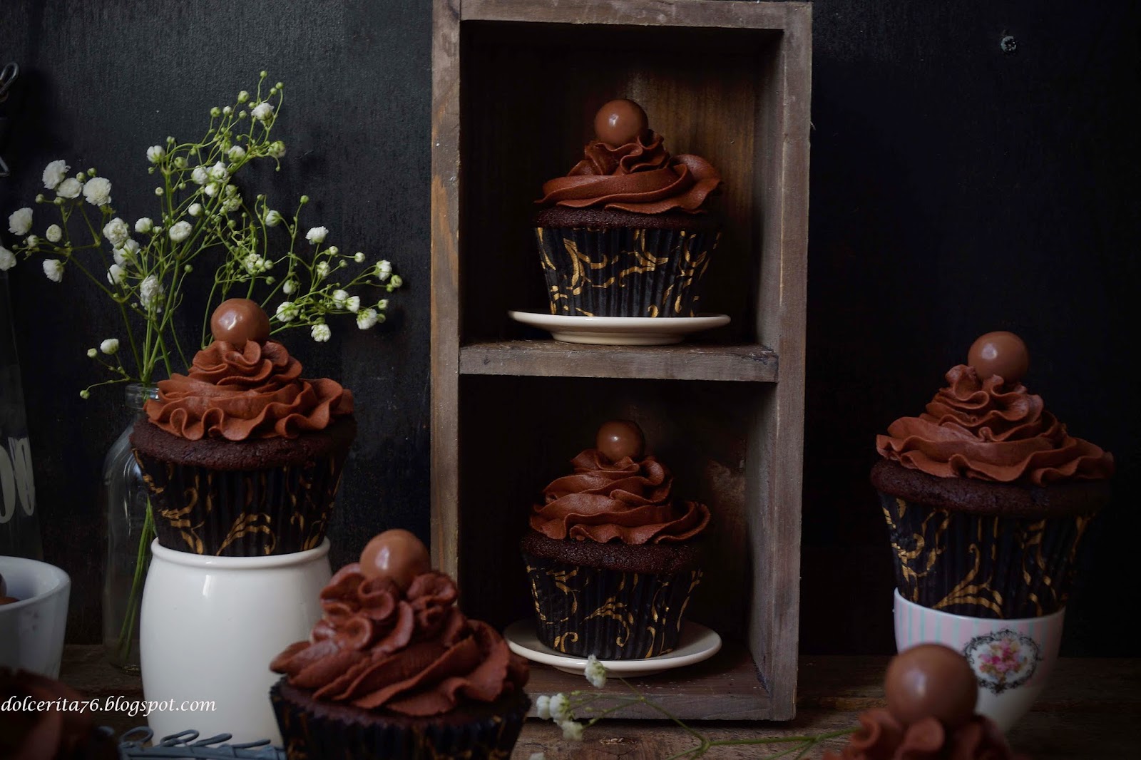 Dolce Rita Malted Chocolate Cupcakes and malted ganache