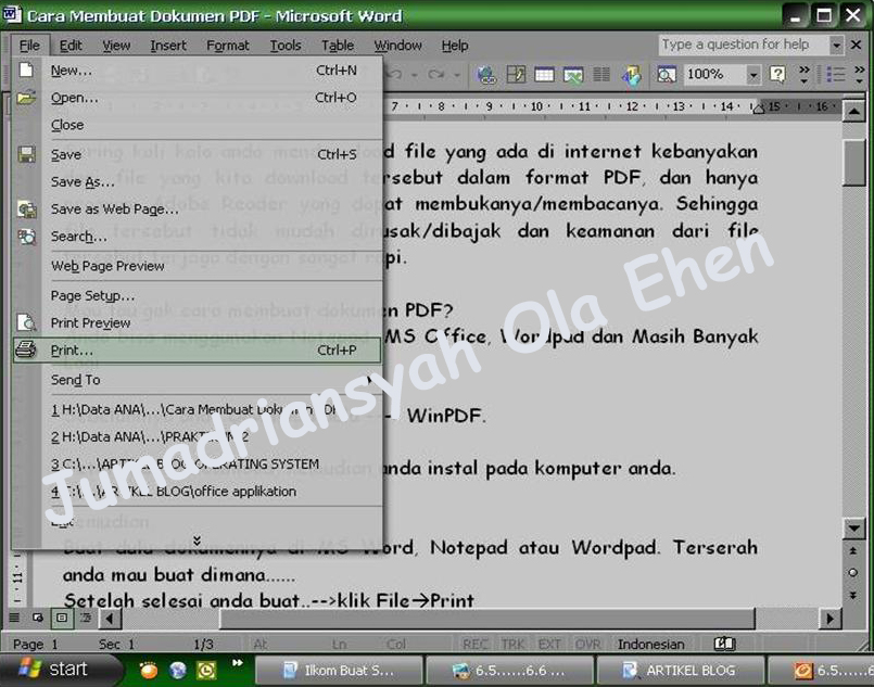 Ilmu Pengetahuan dan Informasi: Cara Membuat File PDF
