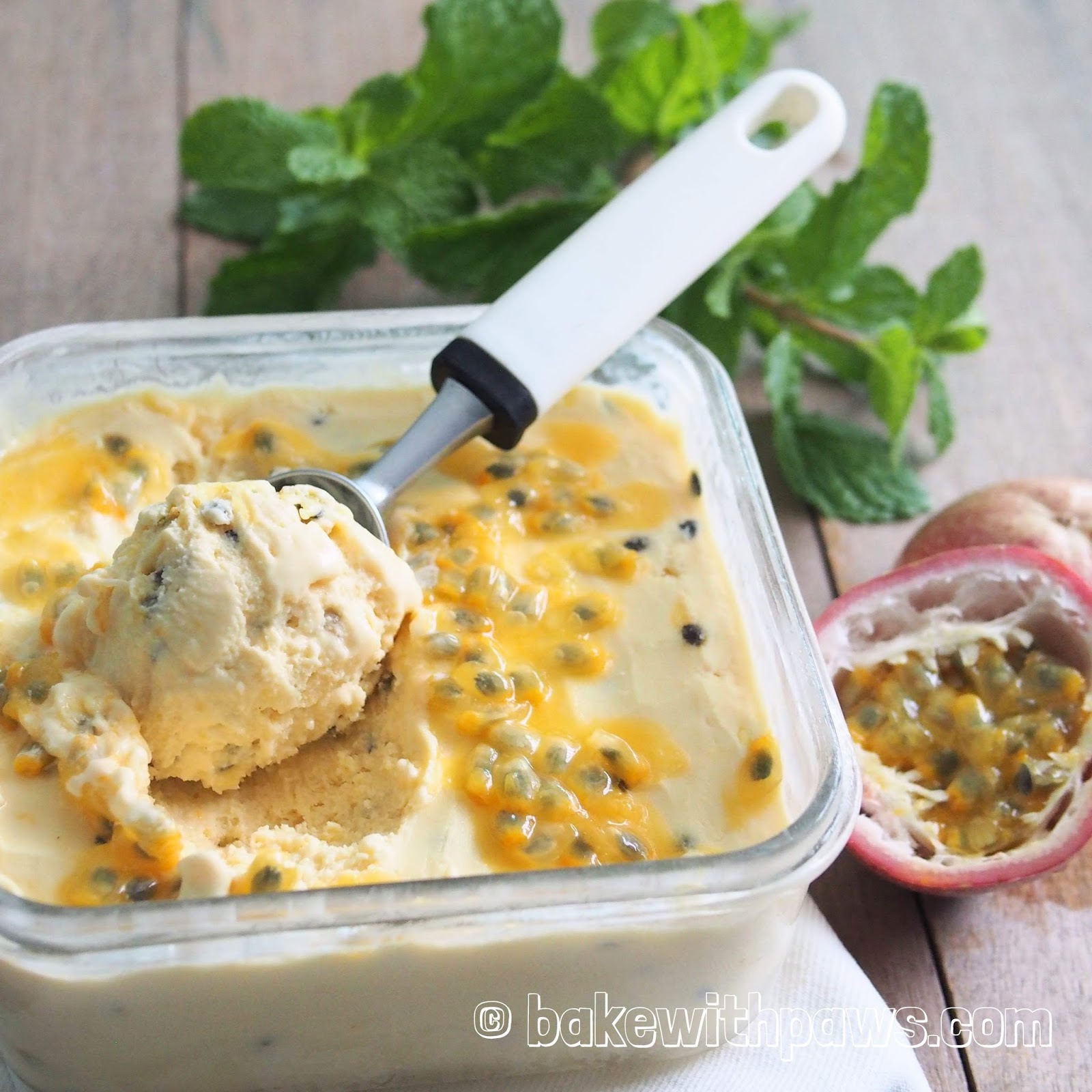 Passion Fruit Ice Cream BAKE WITH PAWS