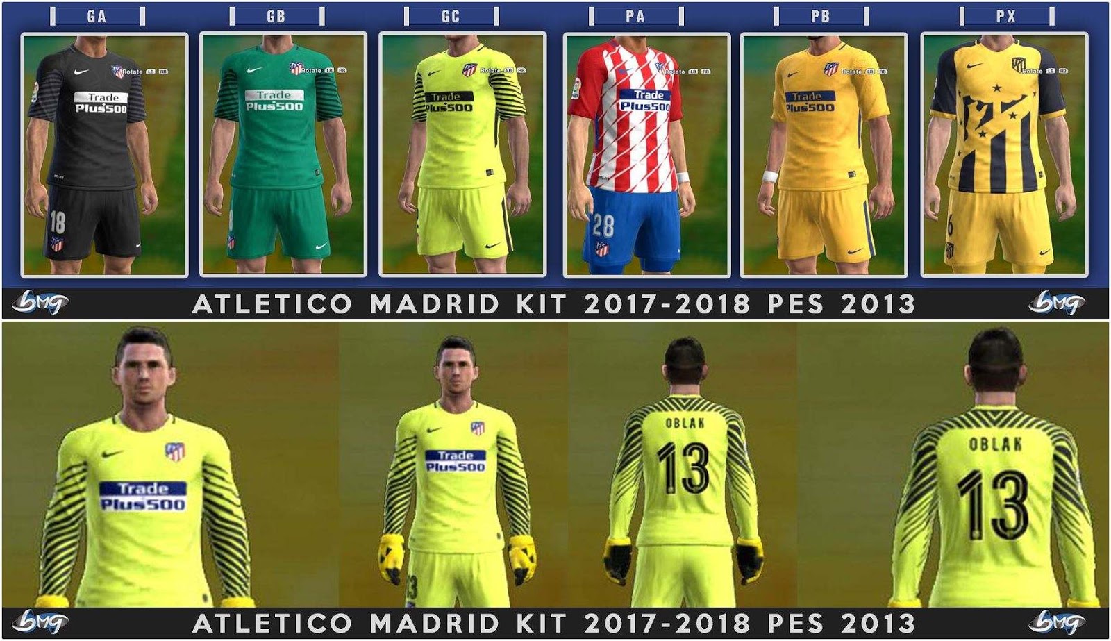 ultigamerz: PES 2013 Atletico Madrid Full GDB Kits 2017-2018