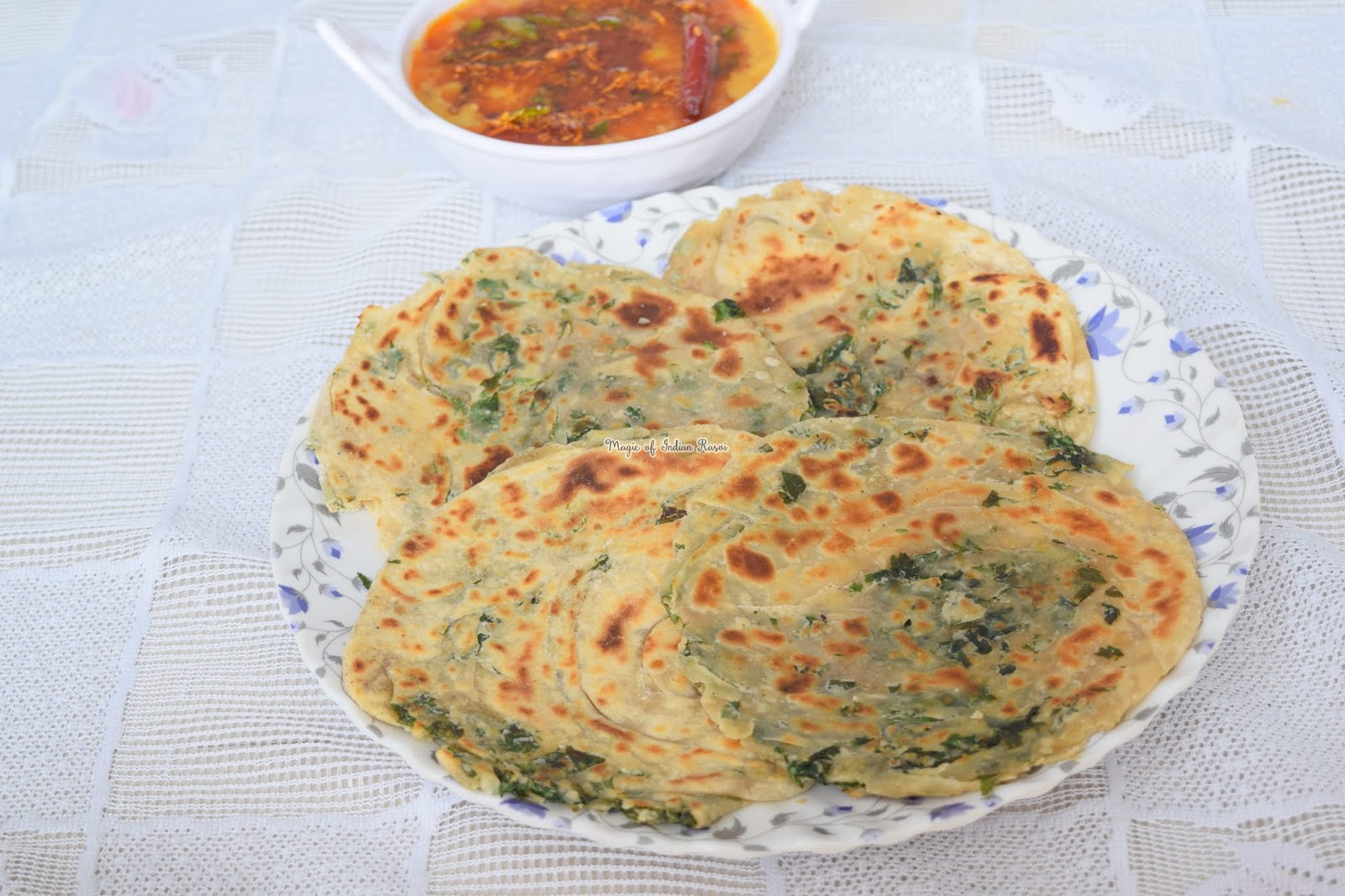 Pudina Laccha Paratha (Dhabha Style) Recipe - पुदीना लच्छा पराठा ढाबा स्टाइल - Priya R - Magic of Indian Rasoi