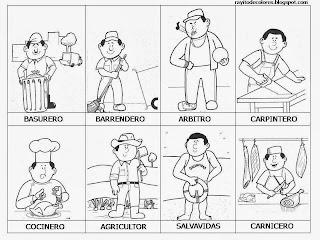 Maestra de Primaria: Dibujos de oficios para colorear. Profesiones.