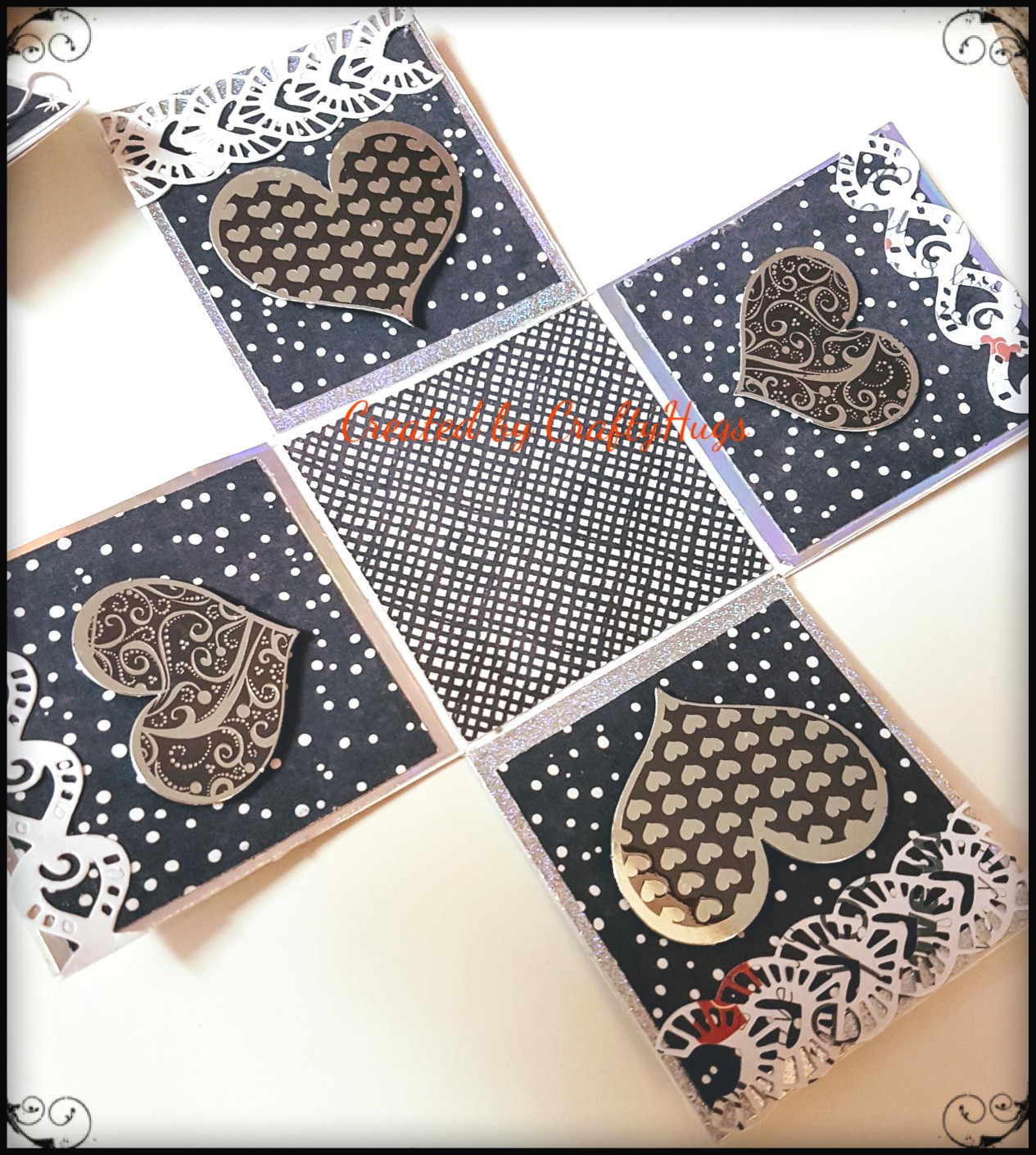CraftyHugs: Black and white exploding box