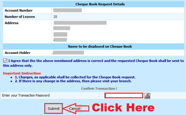 how to apply for new cheque book in bank of india online