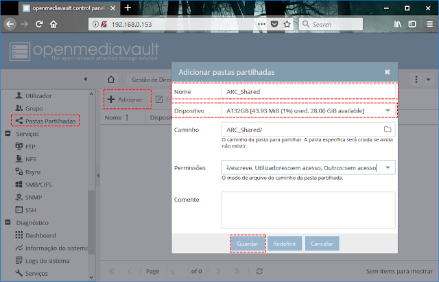 Adicionar pasta compartilhada Adicionar pasta compartilhada