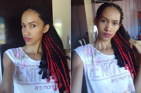 Mudei o visual: Box braids com linha de crochê.