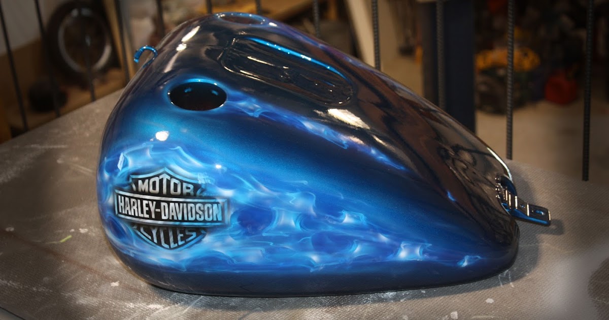 Online Motorcycle Paint Shop Candy blue base with real fire bar and