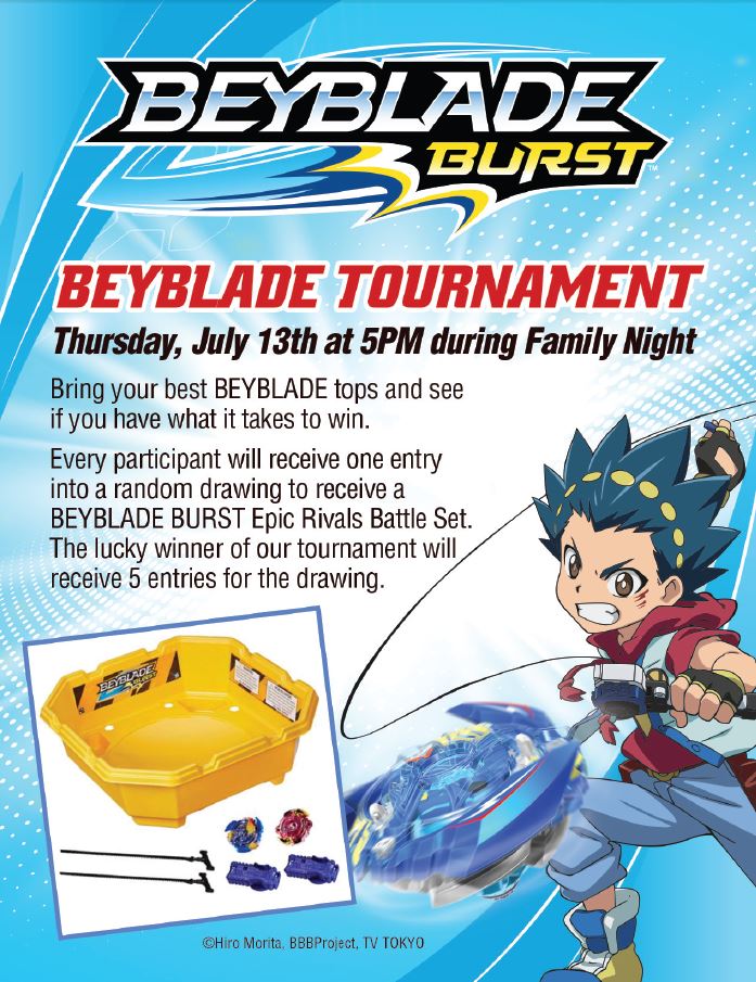Giveaway Beyblade Burst Family Nights At Ovation Brands Restaurants Prize Pack Mommy Katie - sue tart obby roblox