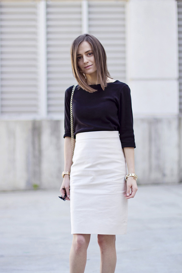 Classy and fabulous: Black Top White Skirt