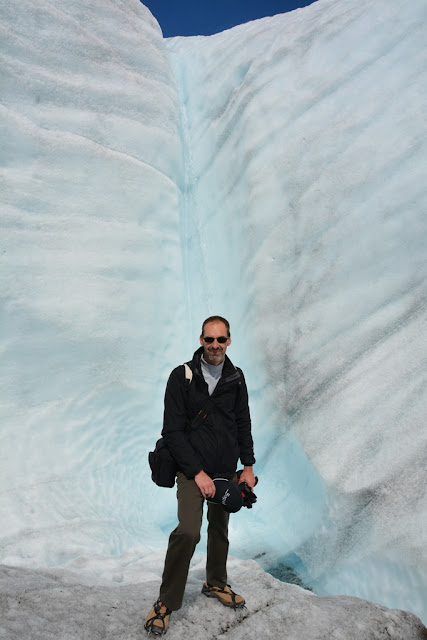 Kennicott Glacier waterfall blue ice