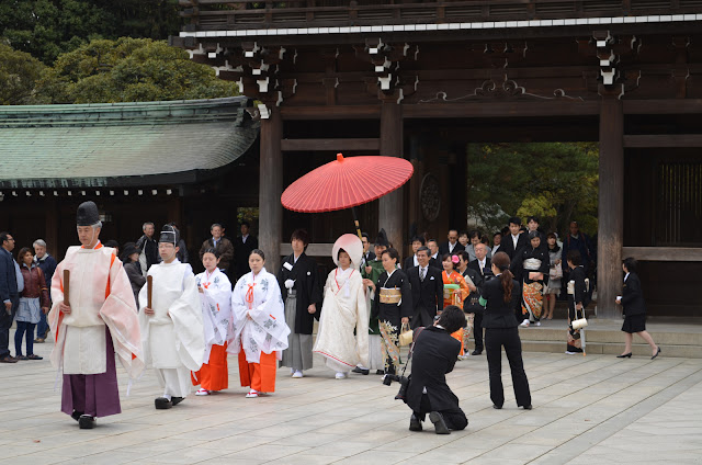 A Shinto wedding procession at Meiji Shrine, Tokyo