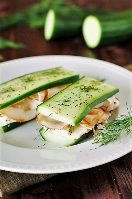 Low-Carb Smoked Turkey & Cucumber "Sandwiches" with Cucumber Planks as Bread Image