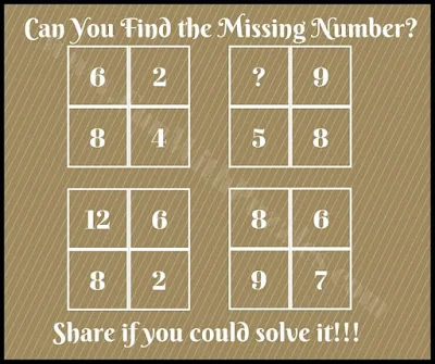 Maths Brain Teasers Questions: Simple Maths Picture Puzzle in which one has to find the missing number