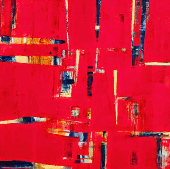 Lela Kay Contemporary Art Red Abstract Art Painting "Red Paradigm" by