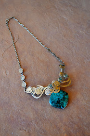 Spiral Silver Necklace with Healing Turquoise Gemstone