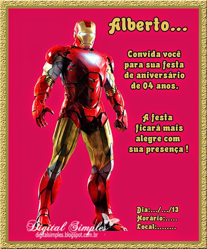 CONVITE INFANTIL HOMEM DE FERRO Convites Digitais Simples CONVITE INFANTIL HOMEM DE FERRO Convites Digitais Simples