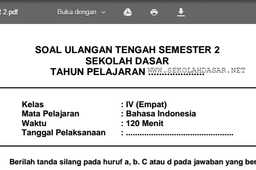 Contoh Kop Soal Ulangan - Kunci Dunia