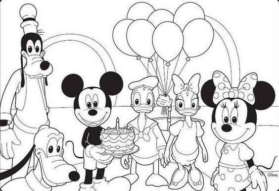 Tranh tô màu sinh nhật chuột Micky