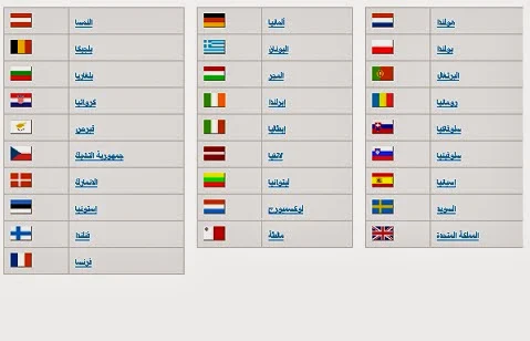 جدول بأسماء دول الإتحاد الأوروبى لعام 2013