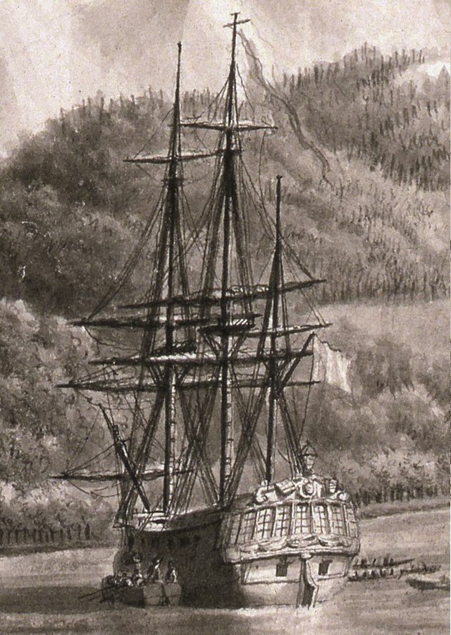 L'Astrolabe au mouillage sur les côtes de l'Alaska en 1786