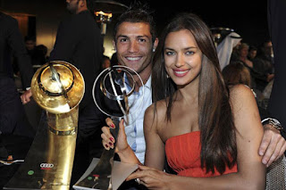 cristiano ronaldo and irina shayk with gold football