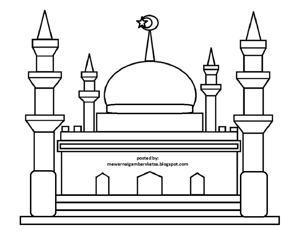 Mewarnai Gambar Mewarnai Gambar Sketsa Masjid 14