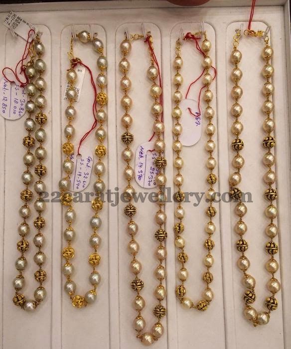 Pearls Chains 12 to 24 grams - Jewellery Designs | Pearl jewelry design ...