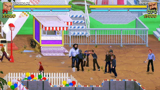 Bud Spencer & Terence Hill - Slaps and Beans - Bud and Terence fighting at the fair, using cue sticks against enemies!